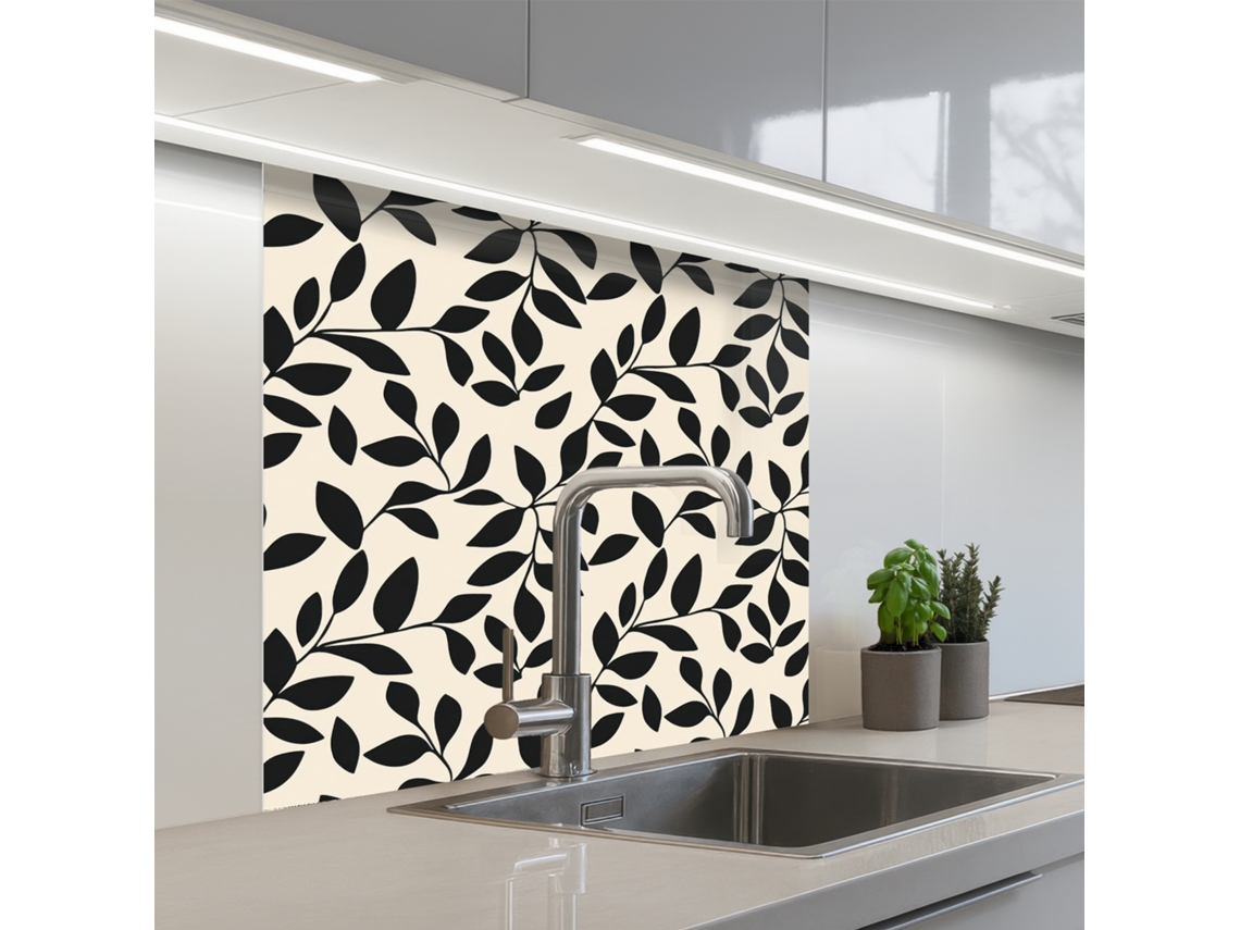 Salpicaderos De Cocina Elegante - Estampado - Negro - Beige 80x80 Cm
