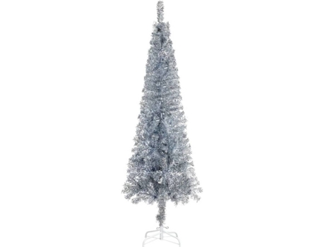 vidaXL Árbol de Navidad delgado plateado 180 cm