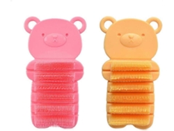 Rebe-2 Cepillos De Manos Infantiles Con Forma De Oso Cartoony Suaves Para Limpieza De Uñas Y Palmas Color Rosa Y Amarillo