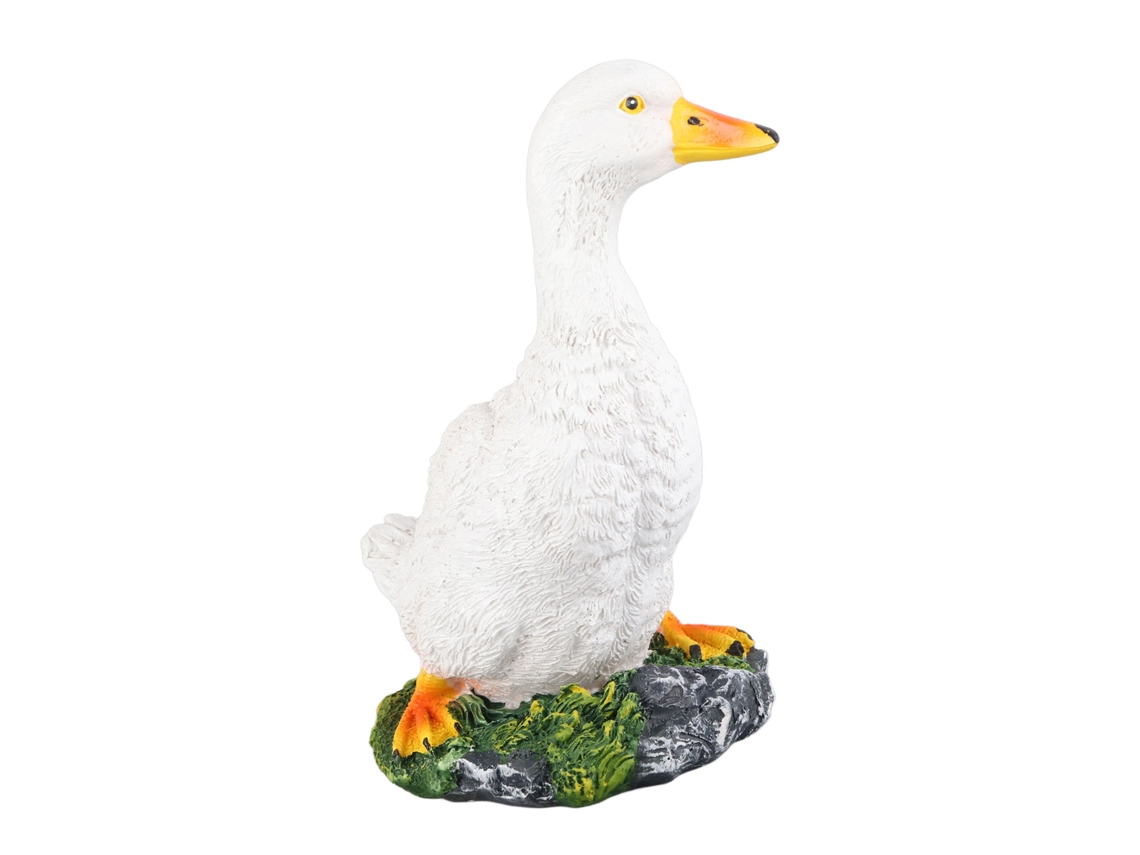 Adorno de pato de resina de simulación, estatua de pato, resistente a la intemperie, modelo de escultura de animal vívido y lindo para jardín, césped, blanco S