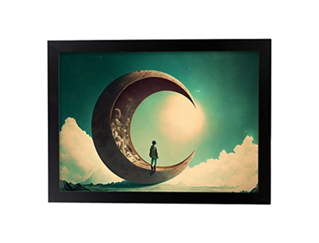 NACNIC Poster En La Luna En Estilo Surrealismo Cinematográfico Ilustraciones Y Grabados De Historieta Abstracta Y Artística A3 Marcos Negros
