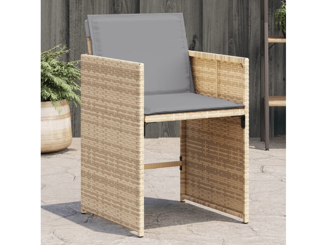Sillas de jardín con cojines, 4 piezas, mimbre sintético beige mixto, Dkd Home Decor