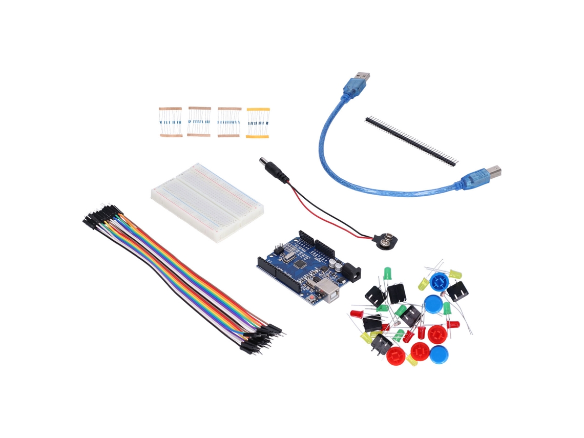 Kit Inicial De Placa De Desarrollo Con Protoboard Led Cables Puente Botón Para Laboratorio Escolar Diy R3