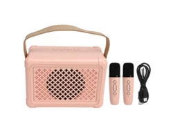 2026-máquina De Karaoke Mini Con 2 Micrófonos Inalámbricos Altavoz Bluetooth Portátil Para Fiesta En Casa Boda Camping Rosa