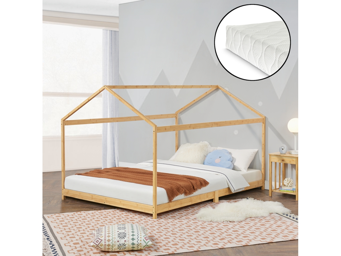 Colchón para Cama Infantil [ES.CASA] Vindafjord (205 x 166 x 133,5 cm - Bambú - Marrón)