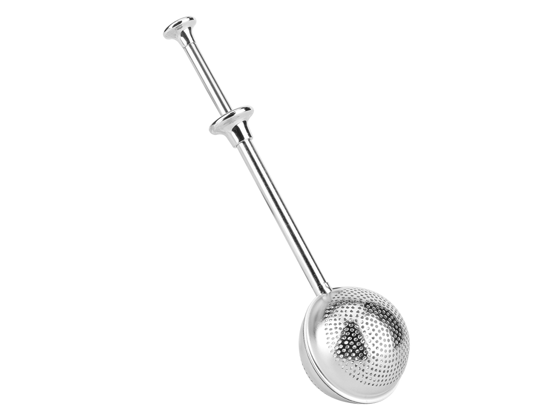 Infusor de té retráctil de acero inoxidable con forma de bola, accesorio plateado