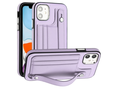 Funda Mobile Phone Cases Shockproof With Wrist para iPhone 11 Piel Marrón