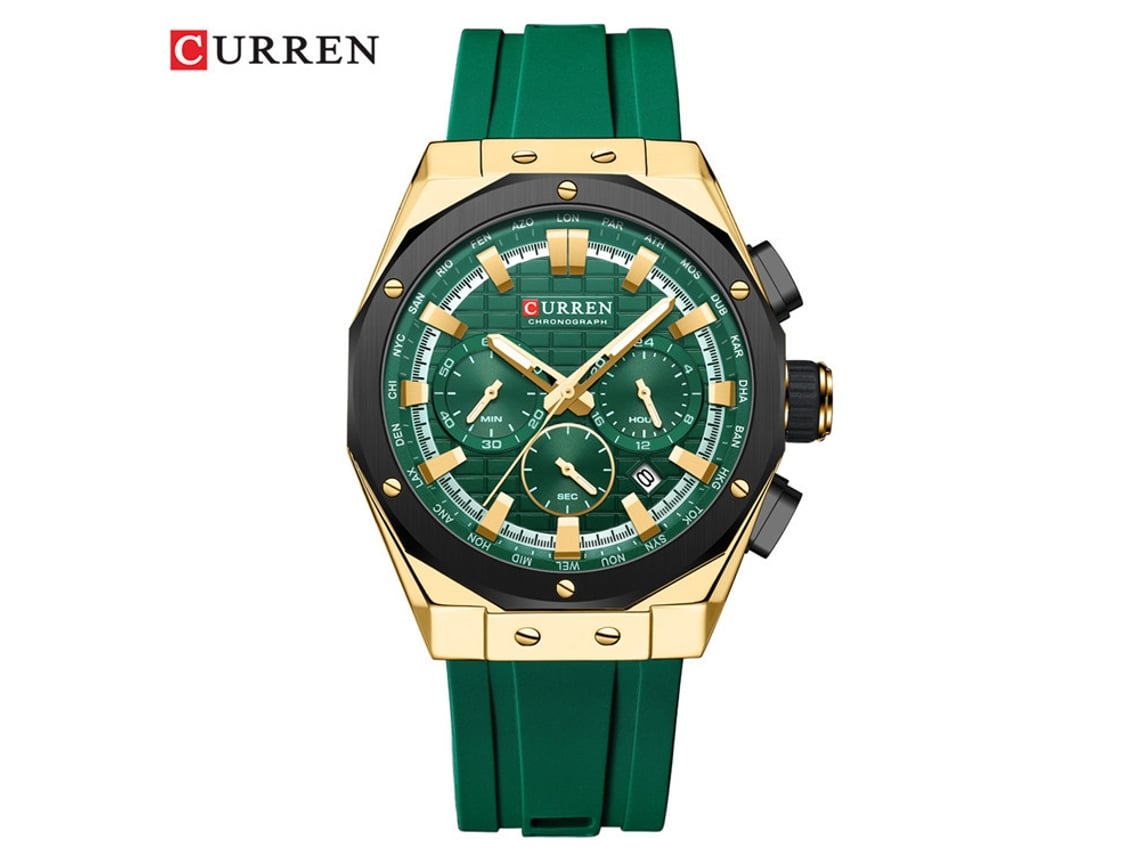 Reloj De Pulsera Deportivo Para Hombre Con Esfera Grande Y Correa De Caucho, Cronógrafo Multifuncional De Seis Agujas.