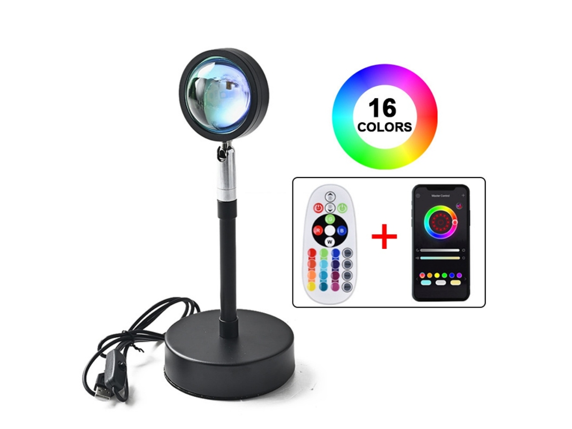 NEVEANCE Proyector de lámpara de atardecer para una atmósfera personalizable, diseño portátil con cabezal giratorio, control por aplicación para efectos multic