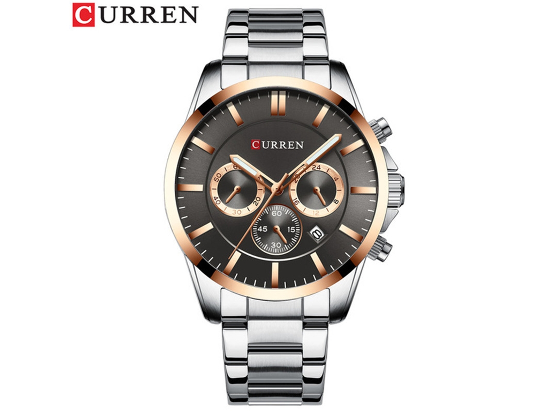 Reloj De Pulsera Moderno Para Hombre (gris Plateado) Resistente Al Agua, Con Seis Manecillas Y Correa De Acero Inoxidable Multifuncional.