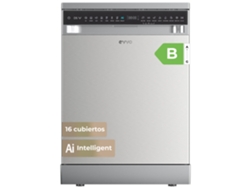 Lavadora Evvo D5yx de acero inoxidable, 16 cubiertos, clase B, 45 dB, 8 programas, instalación gratuita.