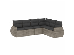 Conjunto de 6 sofás de jardín de mimbre gris con cojines MAISON EXCLUSIVE (80x200 cm)