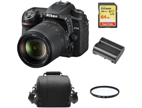 Kit Cámara Réflex NIKON D7500 AF-S 18-140MM F3.5-5.6G ED VR DX + Tarjeta SD de 64GB + Funda para cámara + Bateria EN-EL15A + Filtro HOYA UX UV 67mm
