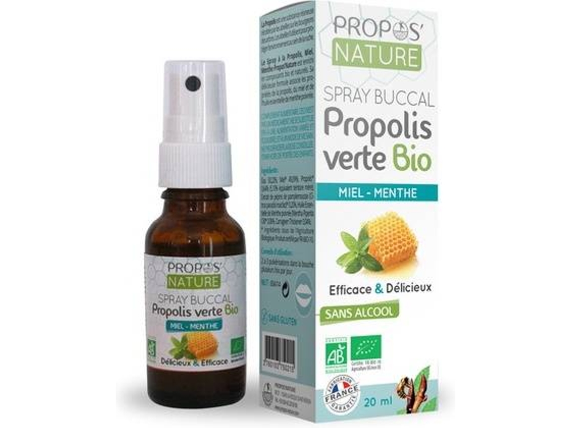 Aceite Essencial PROPOS NATURE Spray Bucal Sem Álcool Própolis / Mel / Hortelã Bio (20 ml)