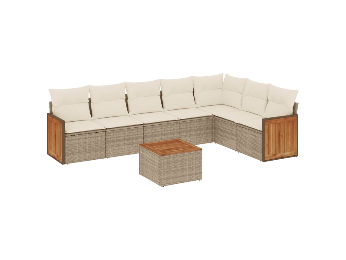 Maison Exclusive - 8 Pcs Conjunto De Sofás P/ Jardim Com Almofadões Vime Pe Bege