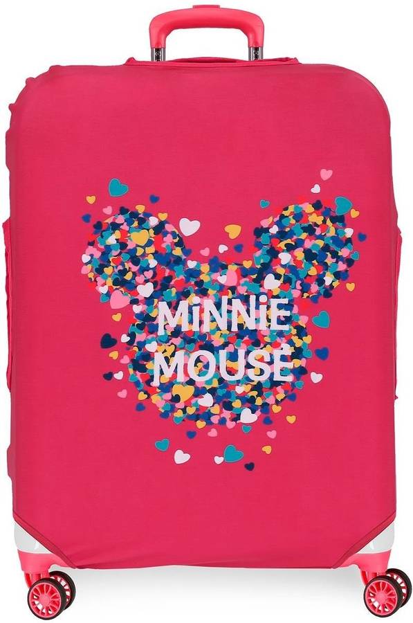 Funda Para Maleta mediana minnie estampada de cabina mickey gris viaje disney rosa