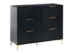 Cómoda moderna Beliani Walcott con cajones acanalados en MDF negro 108x40x89