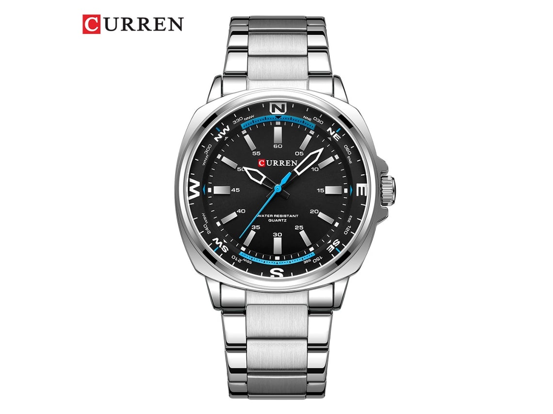Reloj De Cuarzo Para Hombre (plateado Y Negro) Con Correa De Acero Inoxidable Y Esfera Cuadrada De Diseño Único.