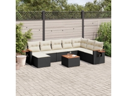 Conjunto de sofás de jardín de 9 piezas DKD Home Decor con cojines de mimbre negros