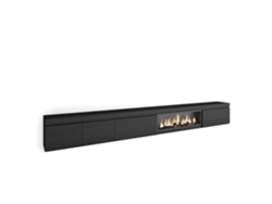 Mueble TV, Televisión, 368x35x45, Chimenea eléctrica XXL, Negro SKRAUT HOME