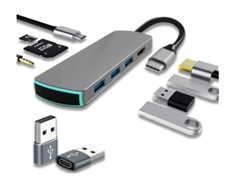 Adaptador Hub-Dongle USB-C de YIZHOOD, color negro