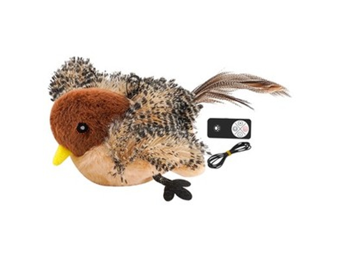 Juguete interactivo para gatos y pájaros, con pájaros que cantan y picotean, recargable Zeuxo