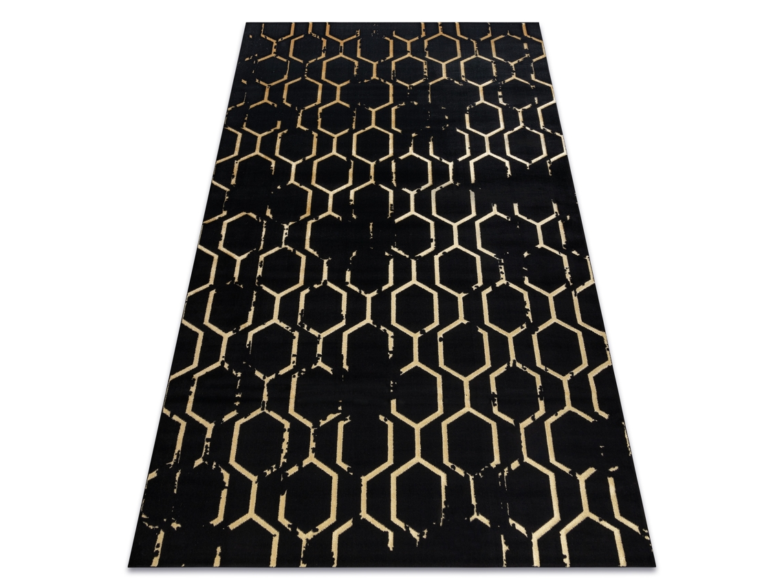 Alfombra Gloss Moderno 407C 86 Elegante, Glamour, Art Deco Negro/Oro (160 x 220 cm)