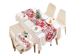 Runner De Mesa Rojo Tartan Navideño De Algodón Lavable Con Borlas Decorativo Para Hogar