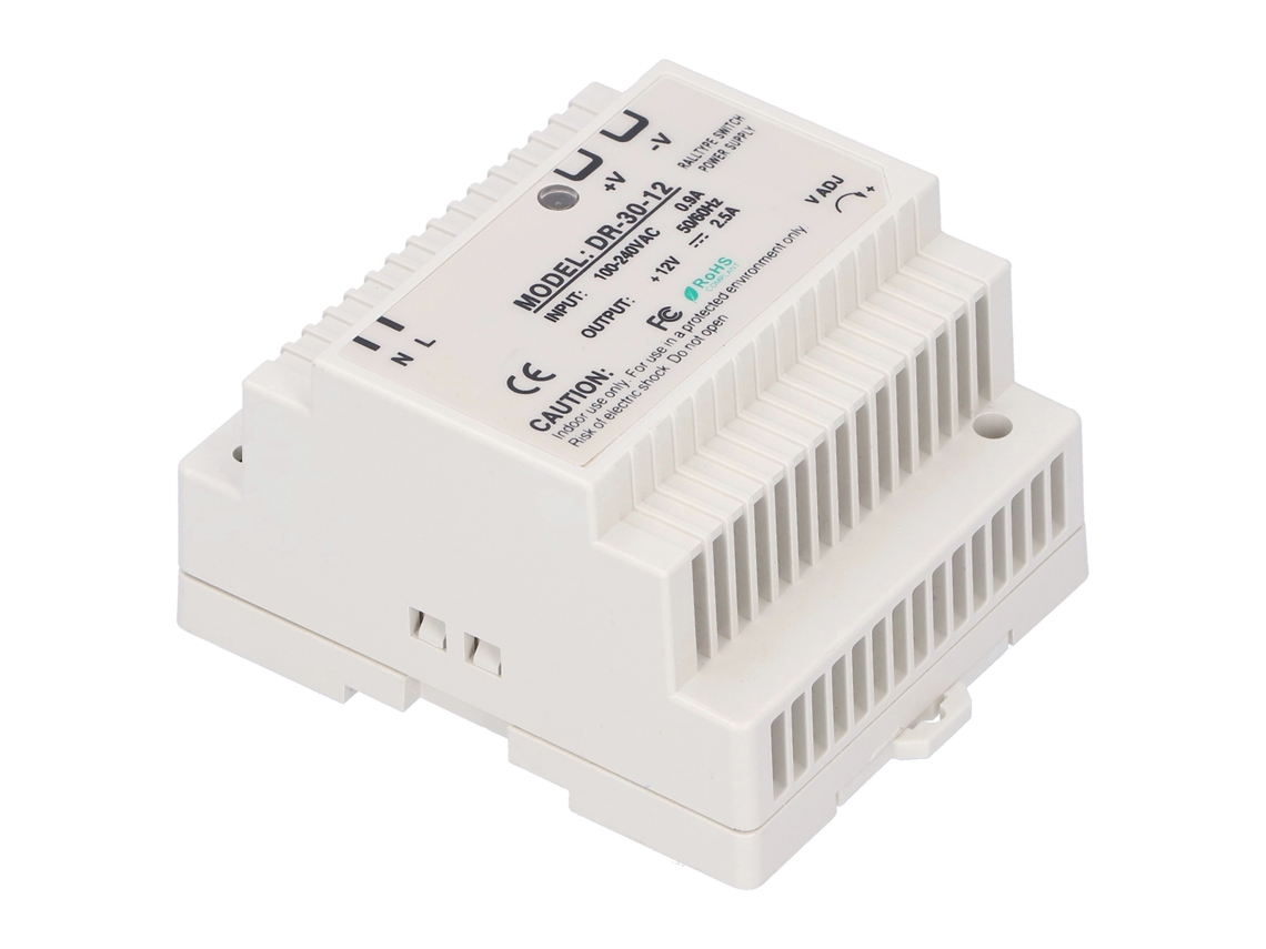 Fuente De Alimentación Para Carril Din Dr-30-12 Led Regulable 12v 2a 24w Para Armario Eléctrico