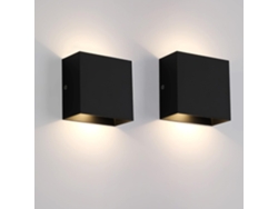 Aplique de parede LED 12W 3000K, 2 unidades, luz quente, preto ZYBLSSBB
