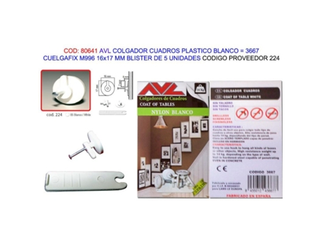 Avl colgador cuelgafix blanco m996 16x17mm bl 5 und 3667 (224)