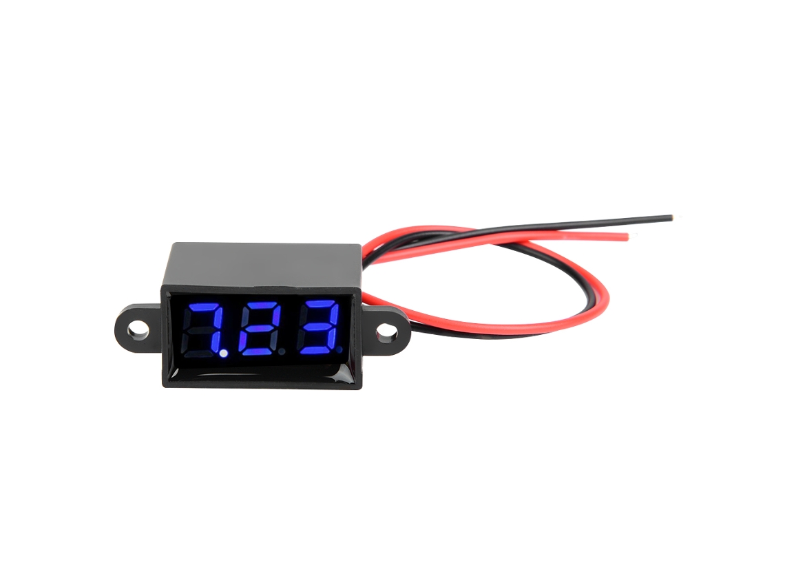 Voltímetro Digital De 0,28 Pulgadas Con Dos Cables, Cc 3,0-30 V, Resistente Al Agua, Con Pantalla Led (azul)