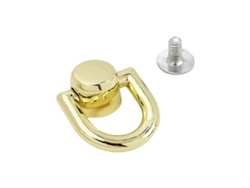 Anillos giratorios con cabezales en forma de D para la confección de bolsos, accesorios de marroquinería y detalles en oro claro.