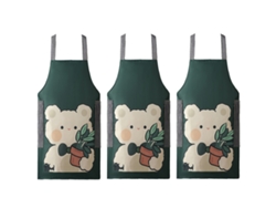 KOFIHETY Delantal de 3 Piezas para Cocina Doméstica Impermeable y Antigrasa con Dibujo de Dibujos Animados para Limpiar Manos Delantal para Restaurantes y Tien