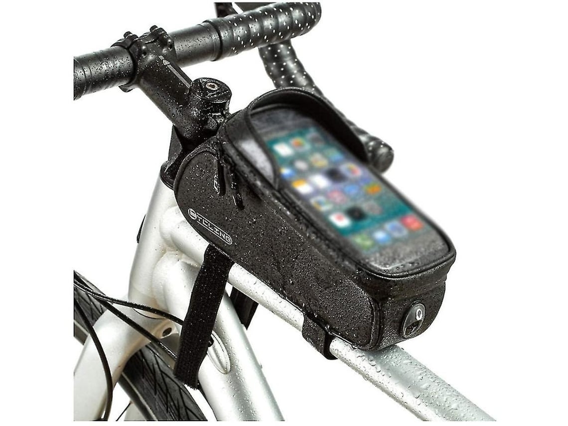 Bolsa impermeable para bicicleta con soporte para teléfono y visera, ideal para ciclistas que necesitan protección y accesibilidad. SAISIYIKY