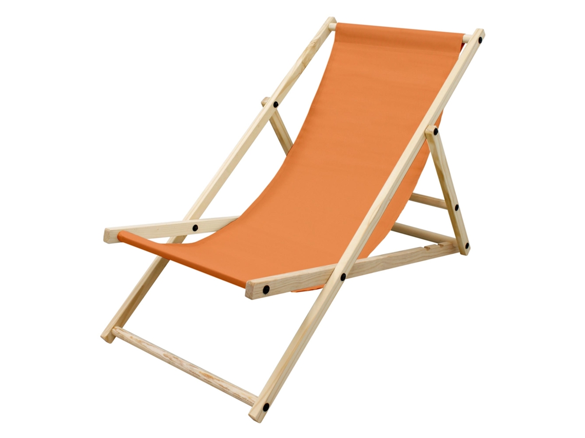 Silla De Playa Ecd Germany Naranja Madera De Pino Tejido Impermeable Carga Hasta 120kg