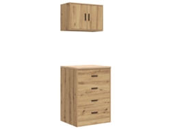 Conjunto de gabinetes de garaje de 2 piezas de madera procesada de roble artesanal EXCLUSIVO DE LA CASA
