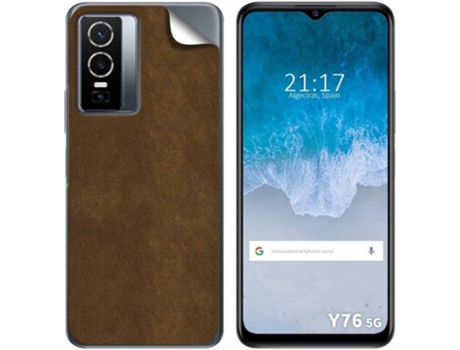 Carcasa para Vivo Y76 5G TUMUNDOSMARTPHONE Vinilo Textura Cuero Multicolor