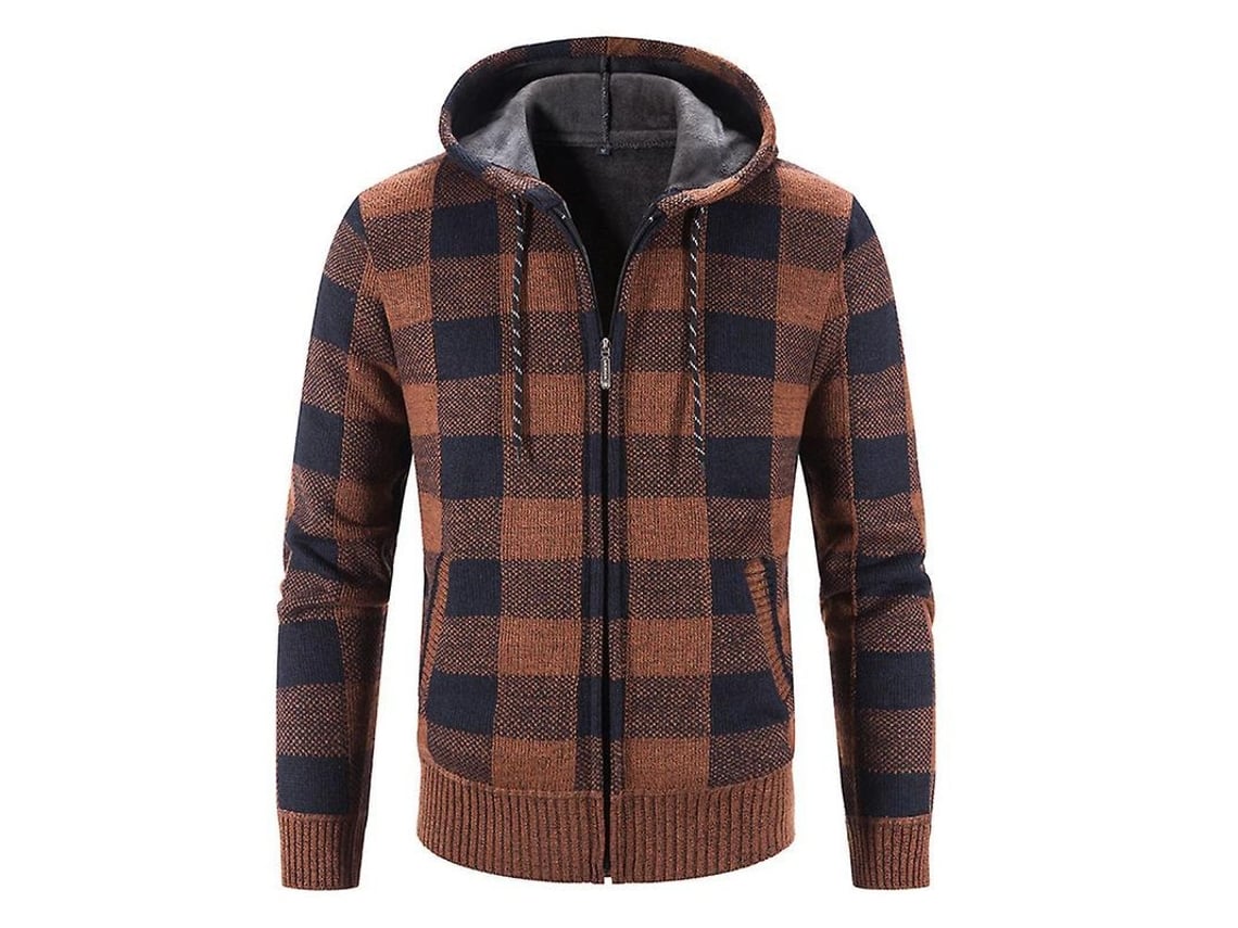 2026-chaqueta Con Capucha De Cuadros Gruesa Para Hombres Mystdiy De Tela De Poliéster Y Spandex Estilo Suelto Manga Larga Para Jóvenes
