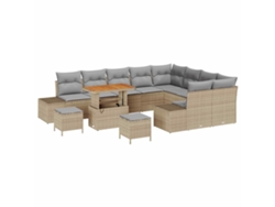 Maison Exclusive - Juego de sofás de jardín de ratán sintético beige de 12 piezas