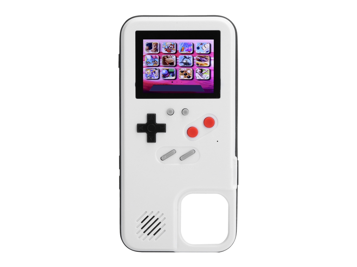 Capinha Protetora Para Iphone 12pro Max Com Console De Jogos Portátil 2 Em 1 Branco Com 36 Jogos