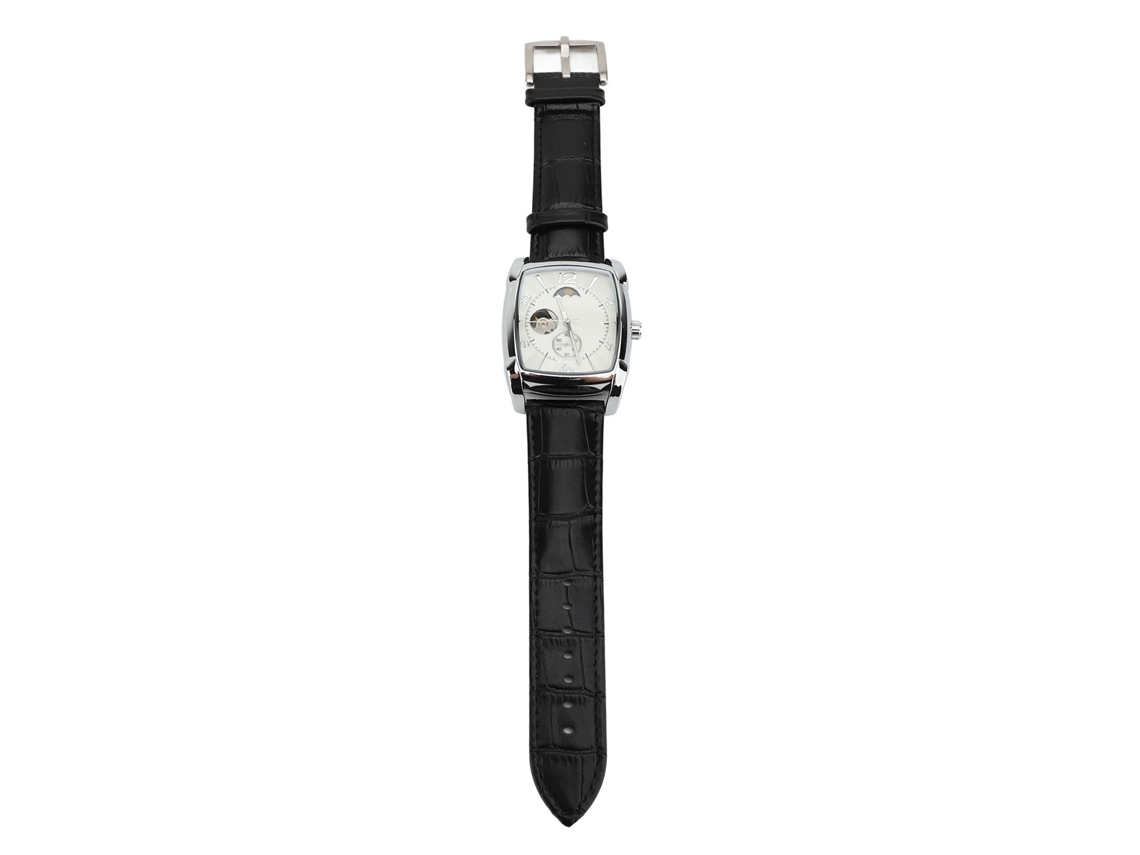 Reloj Automático Mecánico Esqueleto Para Hombre Con Fase Lunar, Cronógrafo, Resistente Al Agua Y Correa De Piel Sintética.