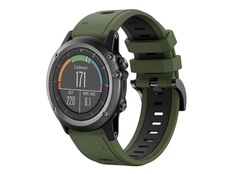 Correa Smartwatch para Garmin Fenix 3 Zafiro 26mm Silicona Deportiva Bicolor (Verde Militar + Negro)