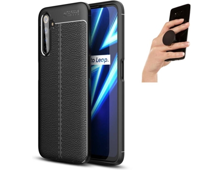 Carcasa y Popsocket Realme 6 PRO Rugged Leather Negro