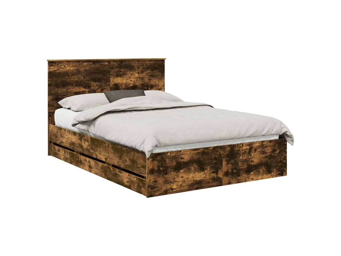 Maison Exclusive - Estructura De Cama Roble Ahumado 140 X 200 Cm Madera Ingenieril