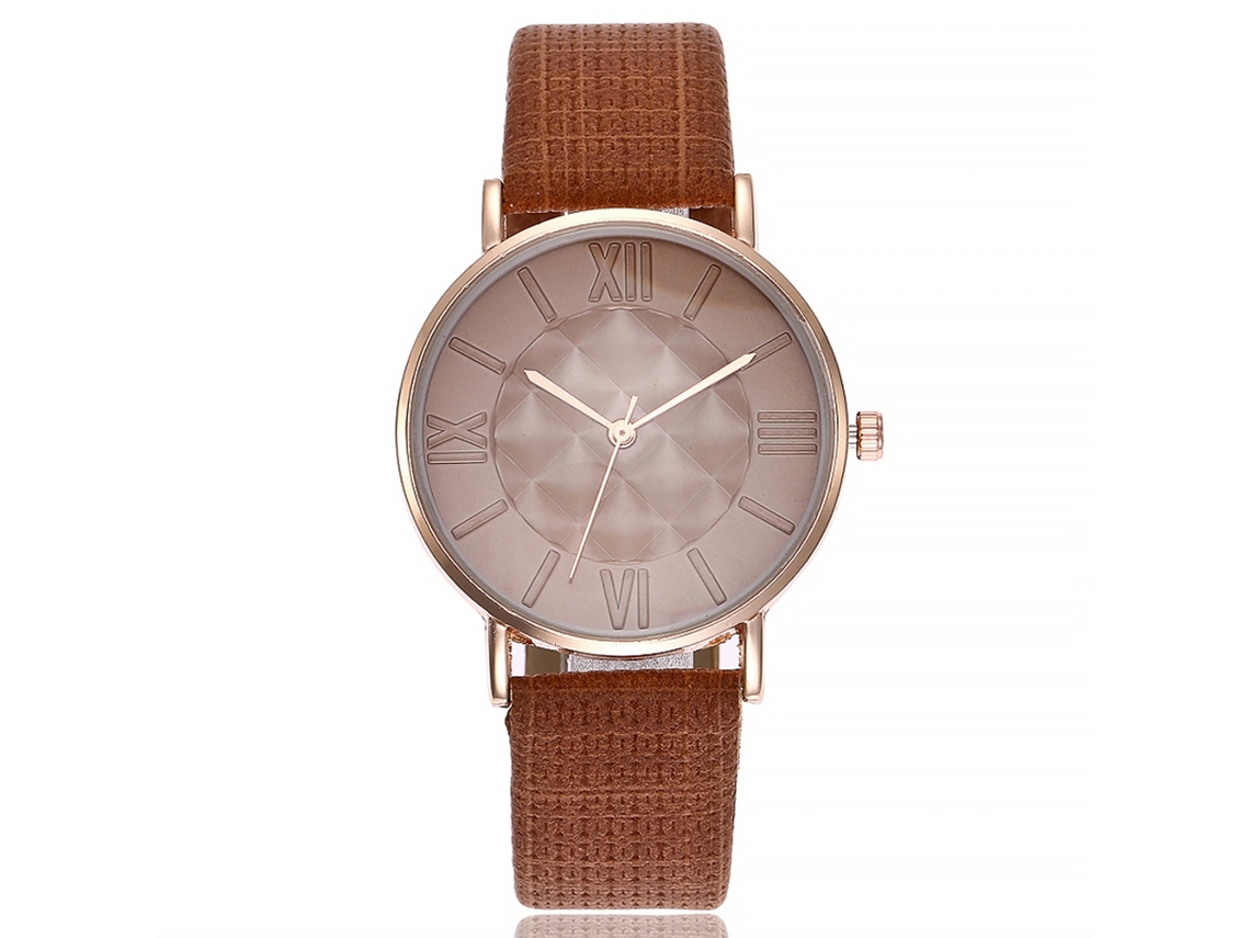 Reloj De Pulsera De Cuarzo Para Mujer Vansvar Con Correa Informal De Piel Sintética Marrón.