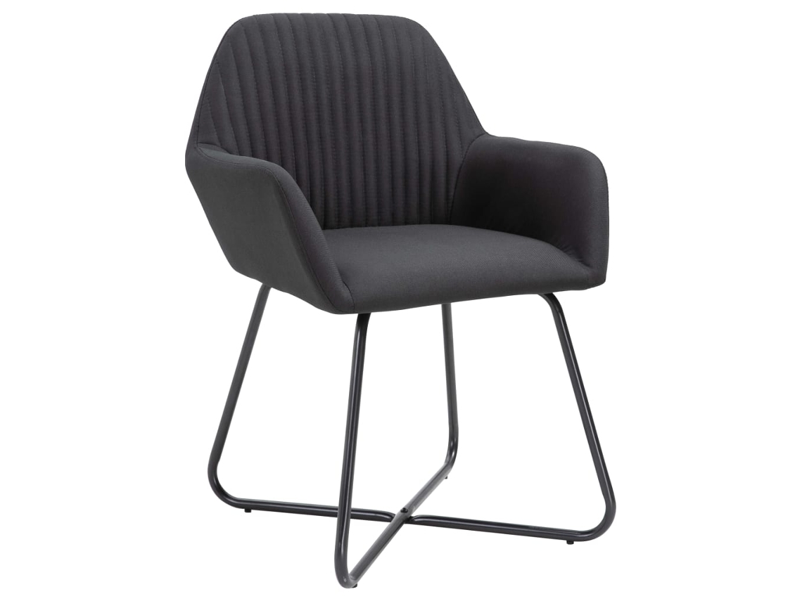 Juego de sillas de comedor de 6 piezas, tela negra, EXCLUSIVA DE LA CASA