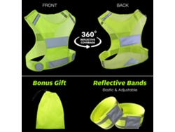 Chaleco Reflectivo Ajustable Con Brazaletes Visibilidad Alta Para Ciclismo Correr Trotar Nocturno