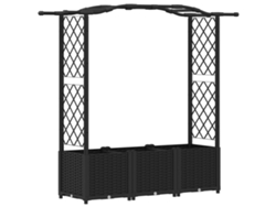 Vidaxl Cama Elevada Con Trellis Y Techo Negro 164 X 40 X 142 Cm Pp