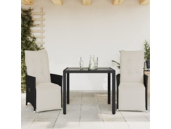 Conjunto de bistró de 3 piezas con cojines en mimbre sintético negro de Dkd Home Decor